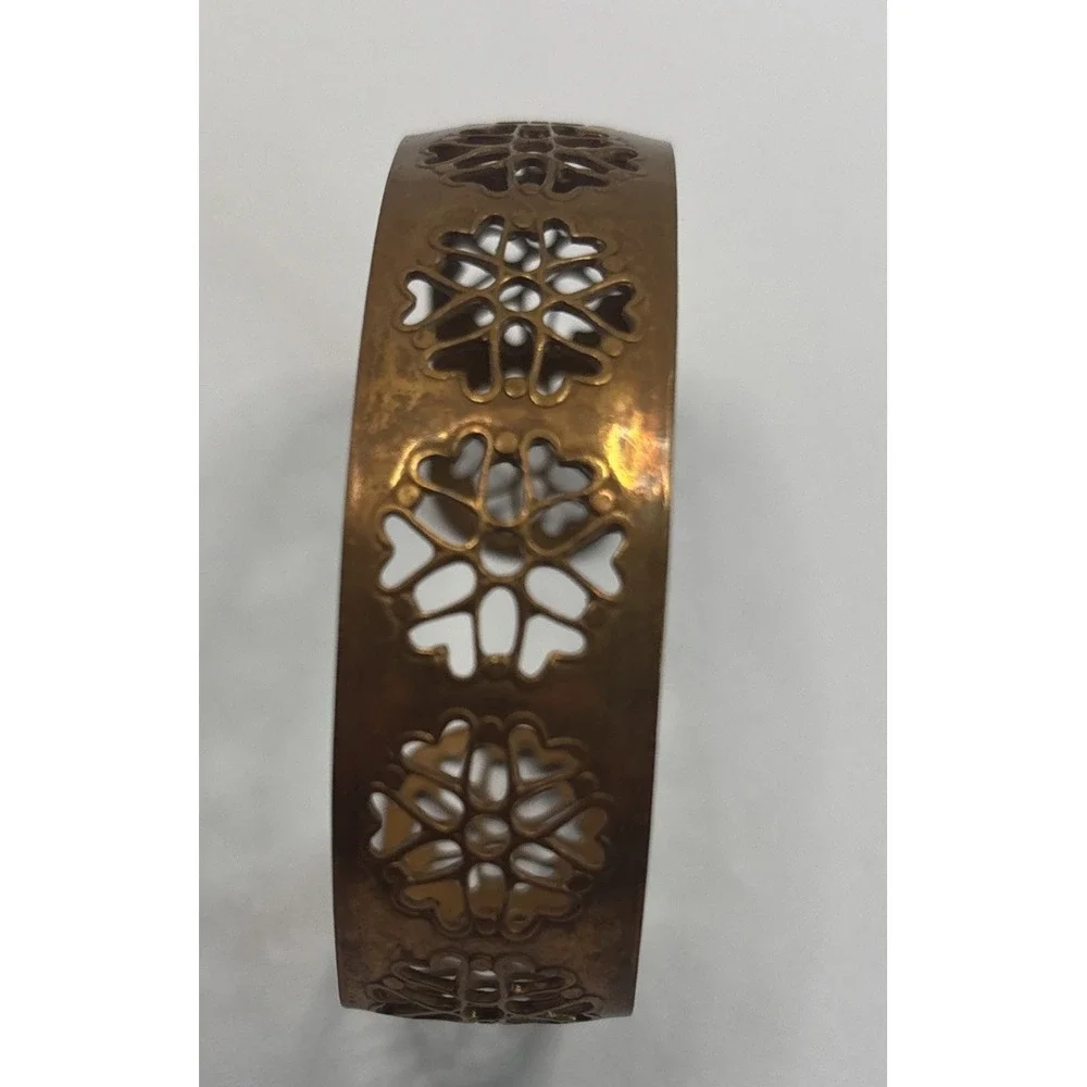 Vintage Genuine Copper Cuff Bracelet Heart Snowflakes‎